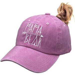 Ponytail Hat Vintage Washed Distressed Baseball Dad Cap for Women